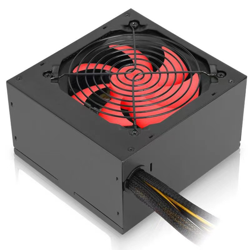 650W ATX Computer Gaming Power Supply 12cm Red Fan Black Cover Custom Logo 