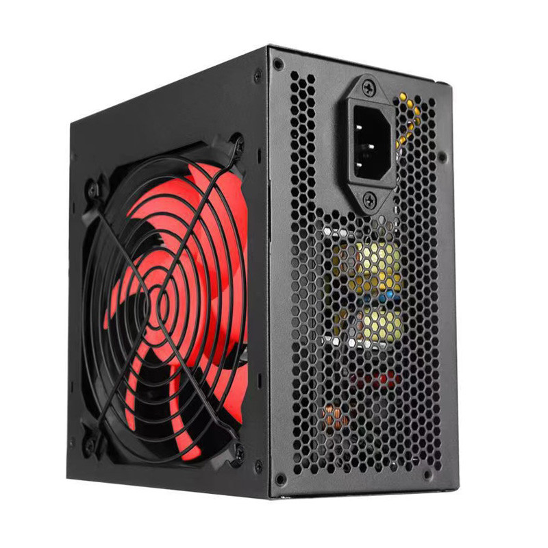 650W ATX Computer Gaming Power Supply 12cm Red Fan Black Cover Custom Logo 